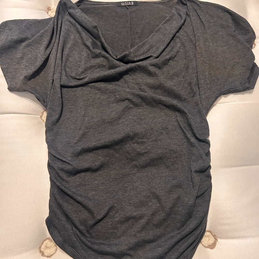 Dark Gray Short Sleeve Women's Top